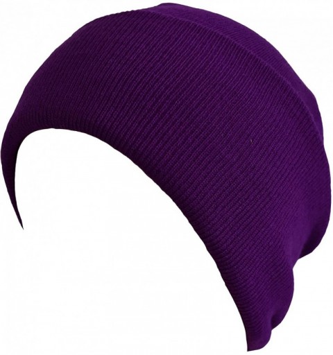 Skullies & Beanies Long Beanie Plain Hat - Purple - CV125HKWZY3 $10.55