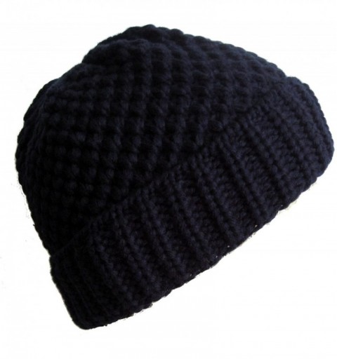 Skullies & Beanies Winter Hat for Men Teens Winter Chunky Knit Beanie Hat Frost Hats - Navy Blue - C811B2NO44J $9.93