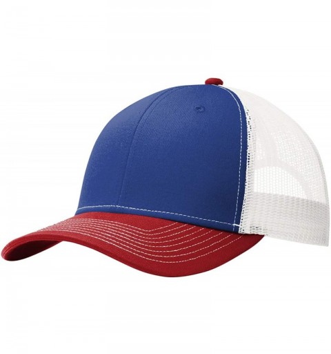Baseball Caps Mens Snapback Trucker Cap (C112) - Pat Bl/F Rd/Wh - C218OWEUYDI $7.53