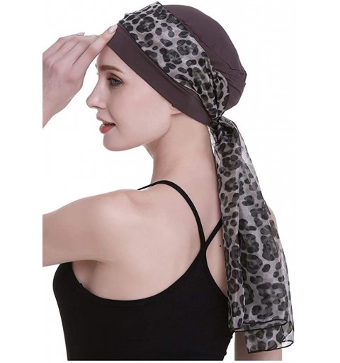 Skullies & Beanies Elegant Chemo Cap With Silky Scarfs For Cancer Women Hair Loss Sleep Beanie - Grey - C218LXA402N $15.88