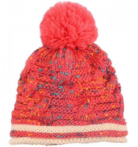 Skullies & Beanies Boys Girls Kids Knit Beanie with Pompom Toddlers Winter Hat Cap - Red Speckled - CS18535UNTQ $13.22