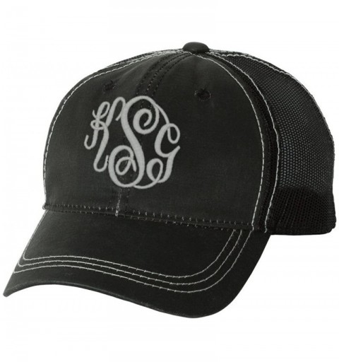 Baseball Caps Women's Monogrammed Trucker Hat - Black - CB12MS5MBZ3 $28.63
