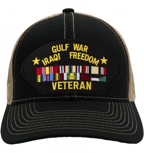 Baseball Caps Gulf War/Iraqi Freedom Veteran Hat/Ballcap Adjustable One Size Fits Most - Mesh-back Black & Tan - CB18A6HQGLC ...