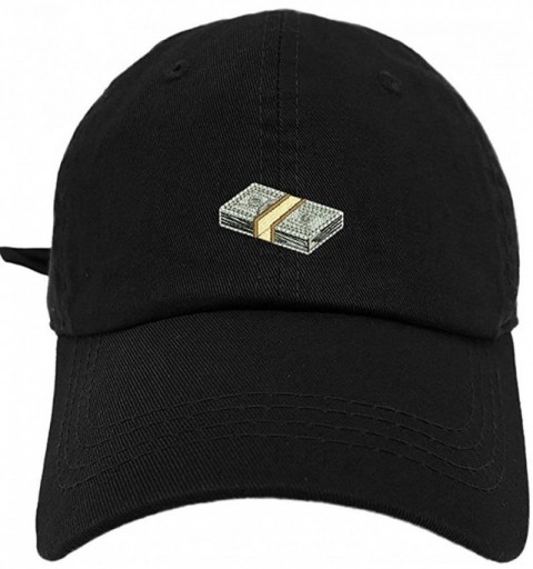 Baseball Caps Money Style Dad Hat Washed Cotton Polo Baseball Cap - Black - C1188TCM57M $11.78