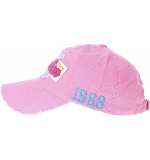 Baseball Caps Vintage Baseball Cap Distressed Emboridery Trucker Hat KR1737 - Pink - CE183AZ0CQX $21.49
