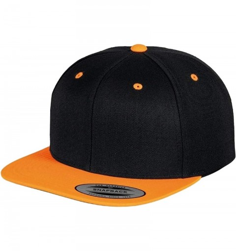 Baseball Caps Mens The Classic Premium Snapback 2-Tone Cap - Black/ Neon Orange - CJ11JDBYKRX $13.27