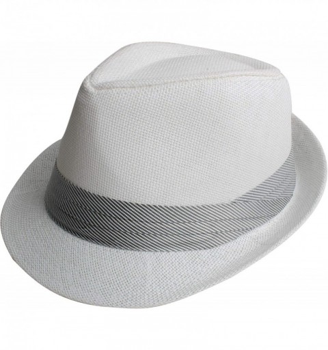Fedoras Fedora Hats for Men & Women Tribly Short Brim Summer Paper - 10 - White - C518W4Z8D5T $11.18