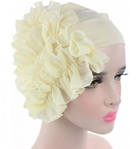 Skullies & Beanies Women Flower Cancer Chemo Hat Beanie Scarf Turban Head Wrap Cap Headband - Beige - CX187WWG8S9 $10.76