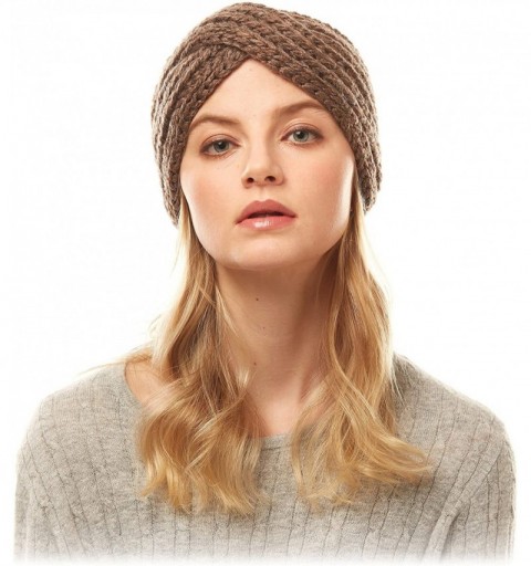 Headbands Women's Winter Knitted Headband Ear Warmer Head Wrap (Flower/Twisted/Checkered) - Taupe - CV18HD3CA44 $7.53