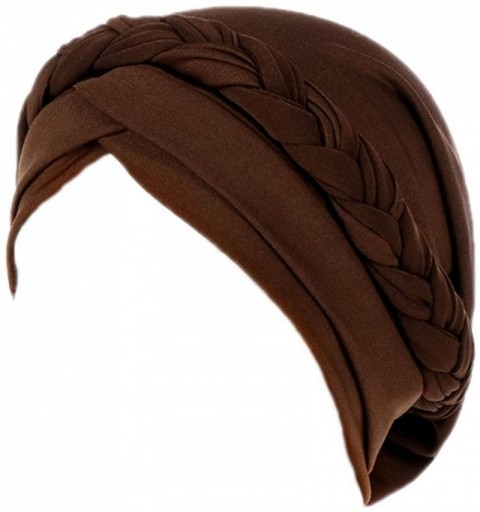 Skullies & Beanies Chemo Cancer Braid Turban Cap Ethnic Bohemia Twisted Hair Cover Wrap Turban Headwear - Coffee - CF18UC4QXD...