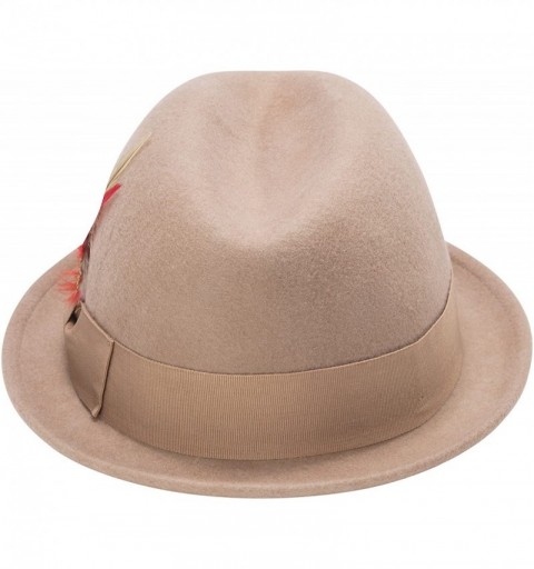 Fedoras Men's Center Crease Stingy Snap Brim Hard Felt Fedora Hat H53 - Camel - CO18923NWL7 $36.00