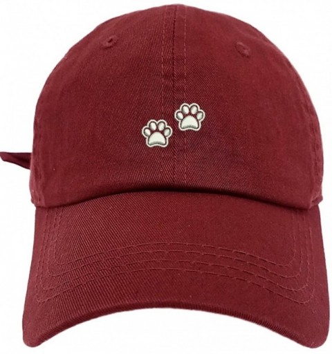 Baseball Caps 2 Dog Paws Style Dad Hat Washed Cotton Polo Baseball Cap - Burgundy - CI188L8O8LT $16.55
