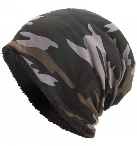 Skullies & Beanies Women Men Fleece Slouchy Beanie Hat Camouflage Warm Winter Ski Skull Cap - Black - CG18HXZ7DQ8 $8.70