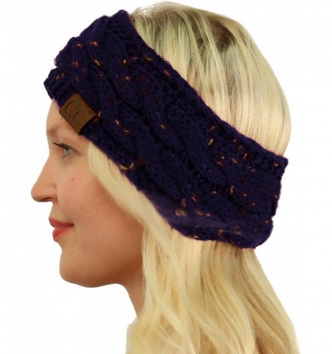 Cold Weather Headbands Winter CC Confetti Warm Fuzzy Fleece Lined Thick Knit Headband Headwrap Hat Cap - Navy - C61888QWS2C $...