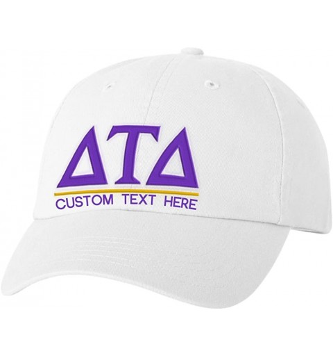 Skullies & Beanies Personalized Delta Tau Delta DTD Greek Line Hat - White - CN18C59UQ8I $28.81
