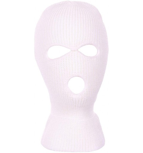 Balaclavas Knitted 3-Hole Full Face Cover Ski Mask - White - C712991AF29 $10.58