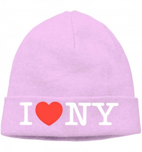 Skullies & Beanies Warm Knit Cap for Men Women- I Love NY New York Heart Stocking Cap - Pink - CG18YDU2QE9 $16.06