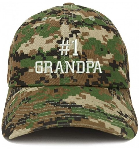 Baseball Caps Number 1 Grandpa Embroidered Soft Crown 100% Brushed Cotton Cap - Digital Green Camo - CM18SO0QUE9 $18.66