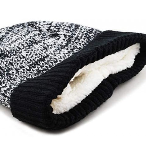Skullies & Beanies Exclusive Ribbed Knit Warm Fuzzy Thick Fleece Lined Winter Skull Beanie - Black - CC18KWI09OC $12.71