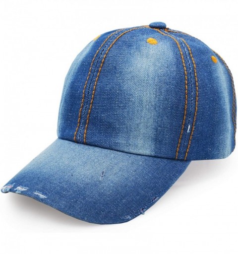 Baseball Caps Denim Baseball Cap- Unisex Sport Hat Casual Women Men Sun Hat Outdoor Cowboy Cap Dilapidated Design - Blue - CE...