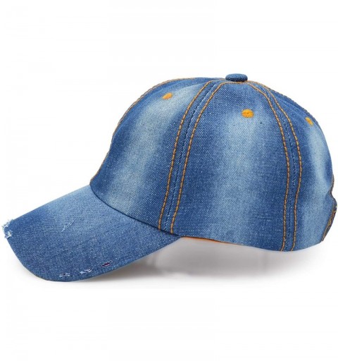 Baseball Caps Denim Baseball Cap- Unisex Sport Hat Casual Women Men Sun Hat Outdoor Cowboy Cap Dilapidated Design - Blue - CE...