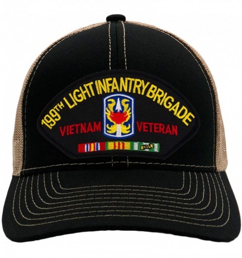 Baseball Caps 199th Light Infantry Brigade - Vietnam Hat/Ballcap Adjustable One Size Fits Most - Mesh-back Black & Tan - CJ18...