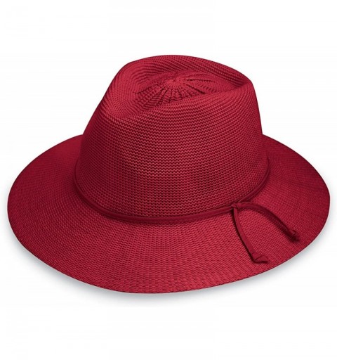 Sun Hats Women's Victoria Fedora Sun Hat - UPF 50+- Adjustable- Packable- Modern Style- Designed in Australia - Cranberry - C...