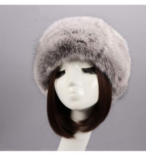 Skullies & Beanies Women's Faux Fur Headband Soft Winter Cossack Russion Style Hat Cap - Smoke Grey - CZ18L8G38CZ $11.62