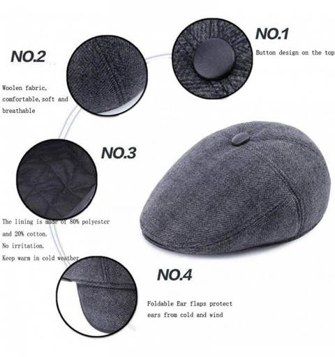 Newsboy Caps Men's Irish Berets Polyester Wool Velvet Flatcap Ivy Gatsby Newsboy Hunting Hat Gatsby Driver Caps Earflap Hat -...
