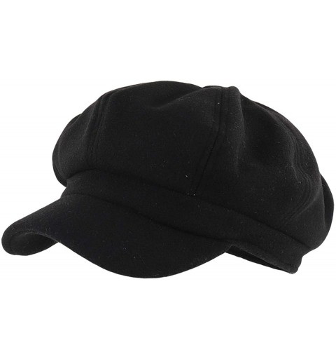 Newsboy Caps Women Linen Newsboy Cap Cabbie Hat 8 Panels - 6 7/8 Fitted - Wool - Black - CJ18Z89L3WR $10.59