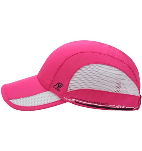 Baseball Caps Men's Outdoor Quick Dry Mesh Baseball Cap Adjustable Lightweight Sun Hat for Running Hiking - Rose Red - CY1908...