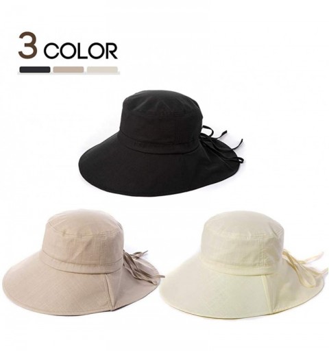 Sun Hats Packable Wide Brim Gardening Summer Sun Hat for Large Head Women Uv Protection Chin Strap Black 59-60cm - CO18SQ97H9...