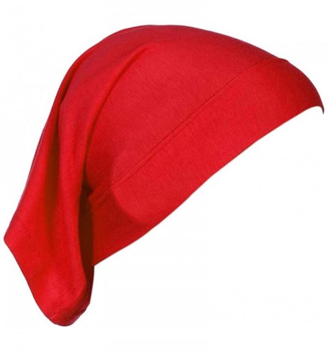 Skullies & Beanies Women's Hijab Cap Under Scarf Bone Bonnet Head Wrap Cover - Red - CP120UVBE23 $20.31