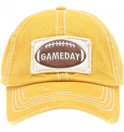Baseball Caps Baseball Distressed Embroidered Adjustable - Gameday - Yellow - CM18YIUXNIU $12.18