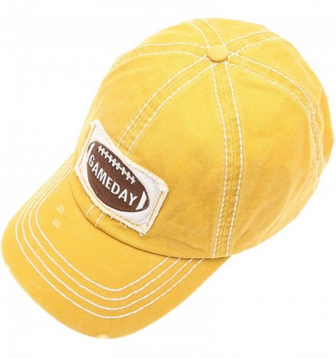 Baseball Caps Baseball Distressed Embroidered Adjustable - Gameday - Yellow - CM18YIUXNIU $12.18