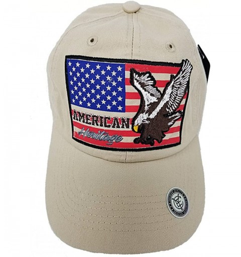 Baseball Caps USA American Flag Eagle Vintage Baseball Cap Men Women Mesh Cotton Hat - Cotton Khaki B - CZ18E079456 $15.75