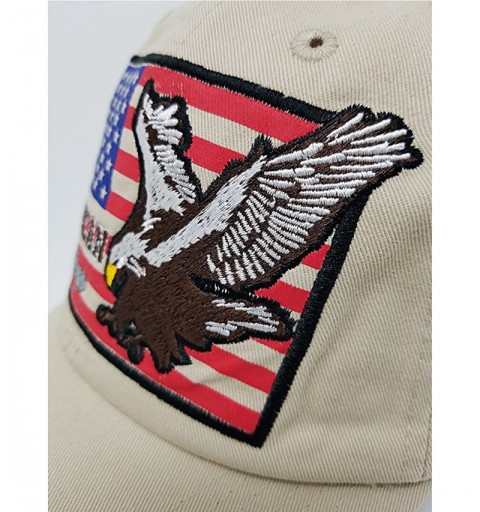 Baseball Caps USA American Flag Eagle Vintage Baseball Cap Men Women Mesh Cotton Hat - Cotton Khaki B - CZ18E079456 $15.75
