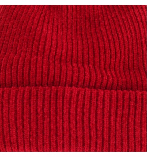 Skullies & Beanies Womens/Ladies Chenille Winter Beanie Hat - Red - CF18LOK38NT $8.82