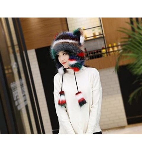Skullies & Beanies Unisex Animal Full Hood Hats Fluffy Plush Halloween Cosplay Costume Headwear - 1 - CX187Q8YLLG $22.72