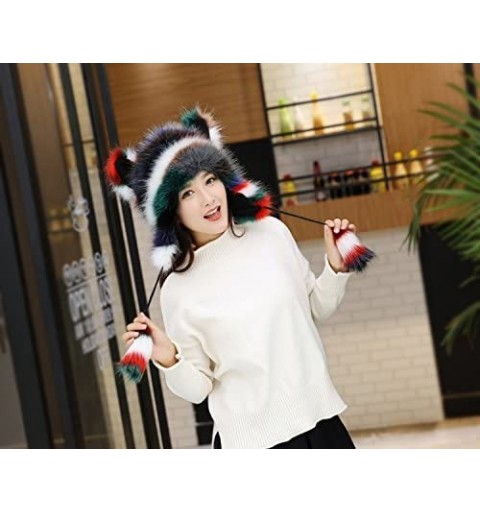Skullies & Beanies Unisex Animal Full Hood Hats Fluffy Plush Halloween Cosplay Costume Headwear - 1 - CX187Q8YLLG $22.72
