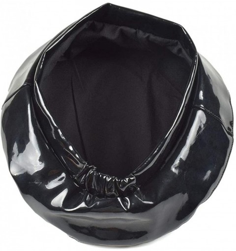 Berets Patent-Leather-Beret Hat Captain Cap Painter Performance Women - Black - CM18TKTSXSR $12.97