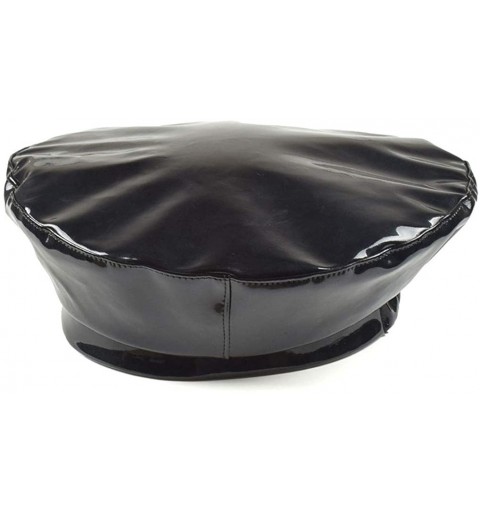 Berets Patent-Leather-Beret Hat Captain Cap Painter Performance Women - Black - CM18TKTSXSR $12.97