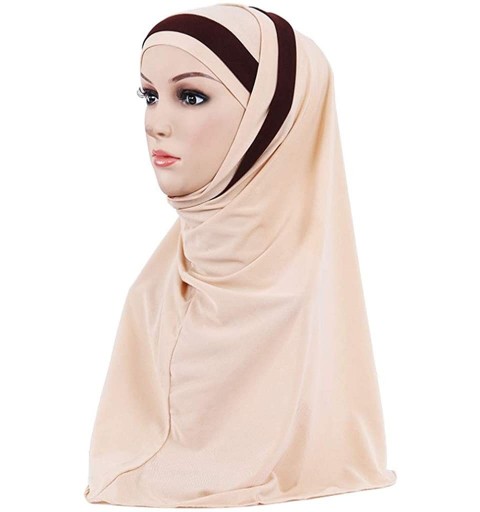 Skullies & Beanies Fashion Hijab Double Loop Slip On Scarf Pull Over Crepe Convenient Shawl Headscarf Chemo Cap Gift - Beige ...