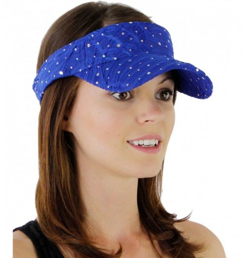 Visors Women's Glitter Sequin Visor Hat - Royal Blue - C7118Q5G2YL $12.06