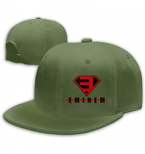 Baseball Caps Unisex Eminem Baseball Cap Flat Bill Hip Hop Hats Adjustable Snapback - Moss Green - C518YY684KU $12.22