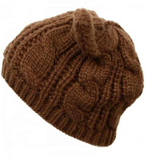 Skullies & Beanies Women's Cute Soft Stretch Cable Knit Beanie Hat - Brown02 - CN11S851KIR $13.08
