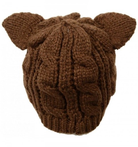 Skullies & Beanies Women's Cute Soft Stretch Cable Knit Beanie Hat - Brown02 - CN11S851KIR $13.08