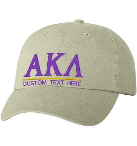 Skullies & Beanies Personalized Alpha Kappa Lambda Greek Line Hat - Tan - CZ18CKZZH9U $28.72