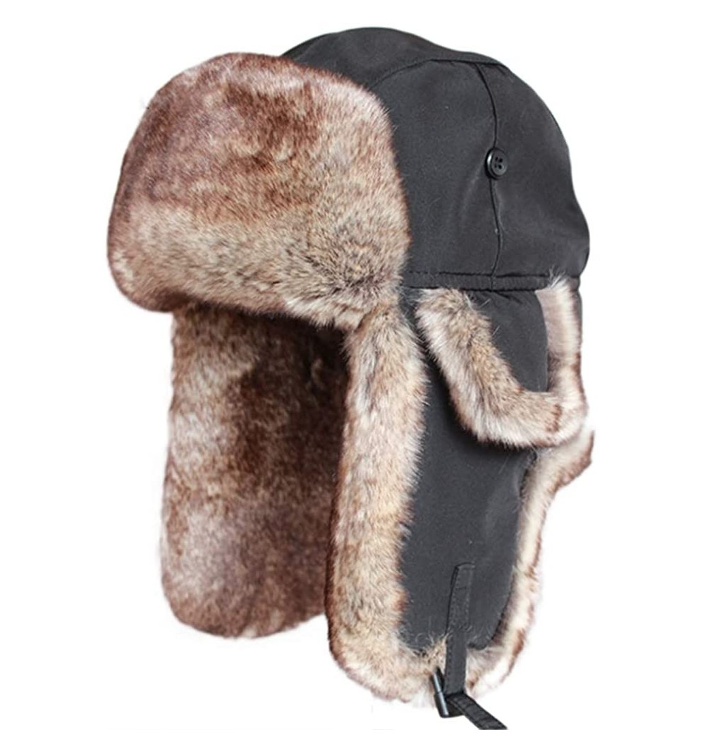 Bomber Hats Knitted Russian Women Winter Aviator Trapper Hat with Faux Fur Lining Hat - Color O - CI18XNOHZ2C $29.83