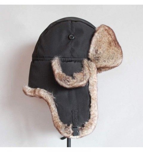 Bomber Hats Knitted Russian Women Winter Aviator Trapper Hat with Faux Fur Lining Hat - Color O - CI18XNOHZ2C $29.83